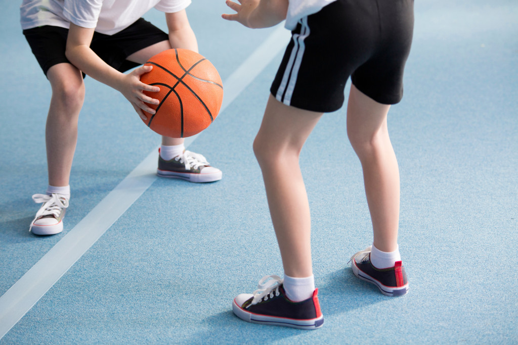 Kids playing basketball