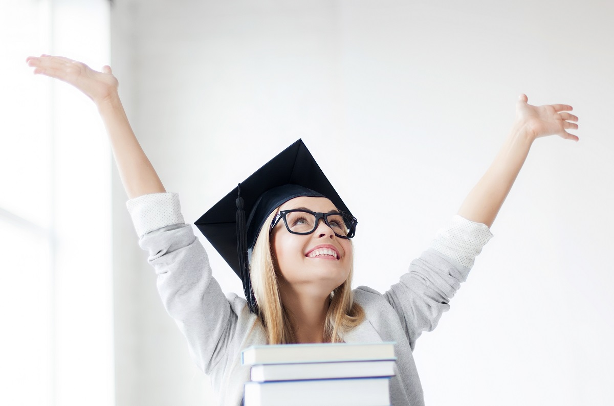 happy student in graduation cap